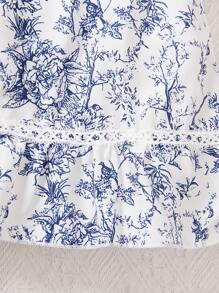 Baby Girl Floral Printed Ruffle Hem Dress - Multicolor - View 5