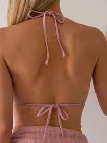 SHEIN Swim Solid Textured Two-Piece Bikini Set Summer Beach