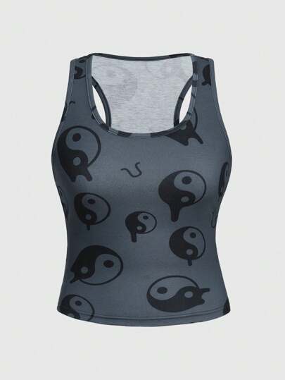ThisUniqueVibe Hippie Tai-Chi Pattern Tank Top