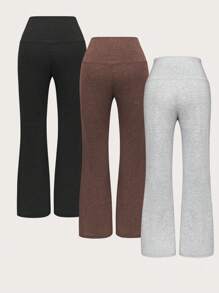 INAWLY 3 cái/bộ Kích thước lớn Của phụ nữ Cao eo Dài Giải trí Quần - Nhiều màu - Xem 2