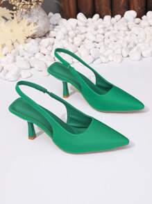 Damen Spitz zulaufende Stiletto-High-Heel-Sandalen, simpler eleganter Stil geeignet für Arbeit, Pendeln, Party, Modeschau, Farbe Schwarz