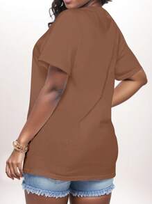 Zolique Áo thun họa tiết hình và chữ Áo thun họa tiết nữ - màu nâu - Xem 2