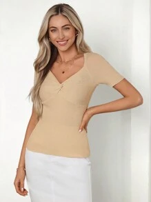 SHEIN Clasi Elegant Knitted Top With Twist Design For Women