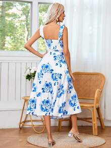 GENKIRA 随机印花女士吊带背心和裙子两件套，适合旅行 - 白色 - 查看 2