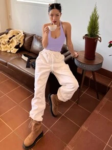 DAZY 純色修身領結頸上衣 - 紫羅蘭色 - 查看 5