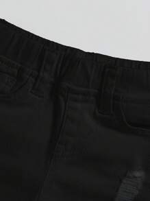 SHEIN Baby Boys' Distressed Jeans With Thermal Lined - Black - View 5