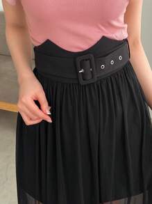 FRIFUL Jupe contrastée en maille 2 en 1 mi-longue