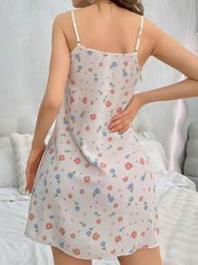 FairyFlirt Floral Printed Spaghetti Strap Sleep Dress Pajama Dress PerfectSummer - Multicolor - View 2