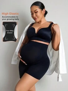 Umstandsshorts mit hoher Taille, Mesh-Einsätzen und Patchwork