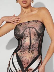 Hauture Women's Zebra Print Strapless Dress - Multicolor - View 3