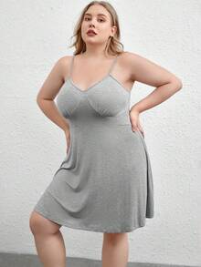 Ocili Váy ngủ Cami cỡ lớn màu xám mịn & thoải mái - Màu Xám nhạt - Xem 3