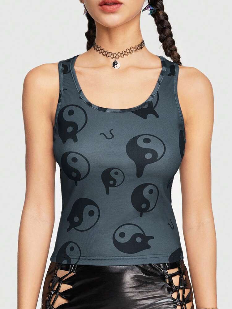 Hippie Tai-Chi Pattern Tank Top