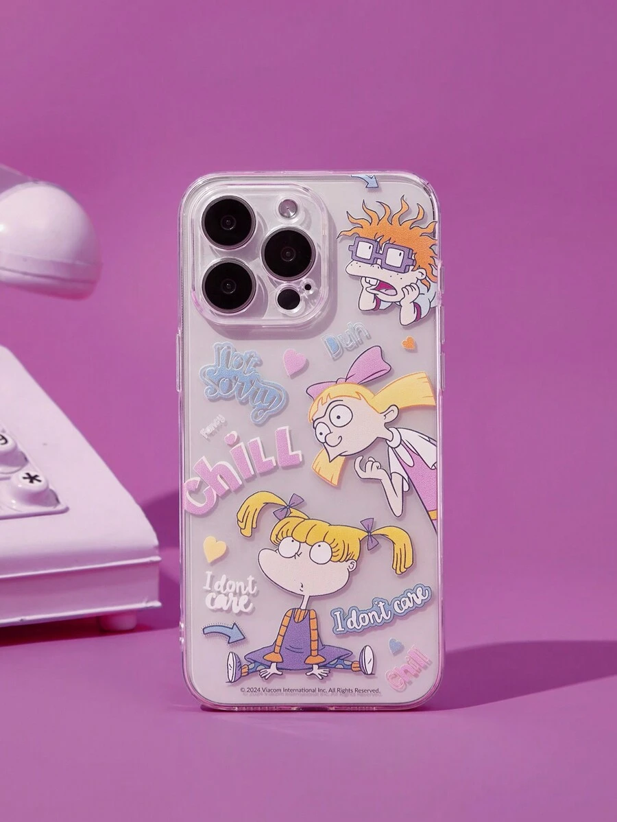 Nick 90s | SHEIN Cute Printed Mobile Phone Case,Compatible With IPhone - Clear - View 1