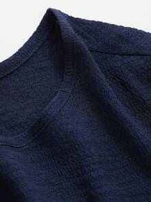 FRIFUL Designer Của phụ nữ Vòng cổ Màu thuần Áo thun - Màu xanh hải quân - Xem 7