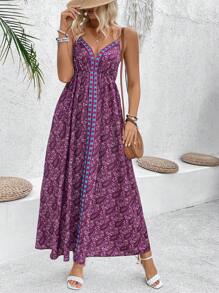 SHEIN LUNE Abito a spalline con stampa Paisley da donna - Multicolore - Visualizzare 4