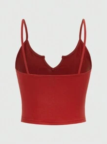 ROMWE Fairycore 水鑽愛心圖案吊帶上衣 - 紅色 - 查看 2