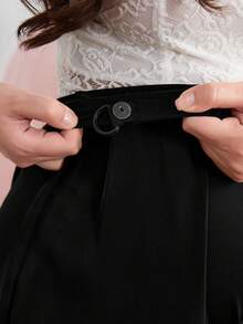 SHEIN 孕婦不對稱荷葉邊裙 - 黑色 - 查看 4