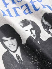 DAZY 男士夏季字母印花 T 卹 - 灰色 - 查看 6