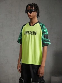 Manfinity VCAY 男士印花接縫休閒t恤