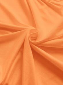 SHEIN EZwear Black Mock Neck Ruched Tank Top - Orange - View 4