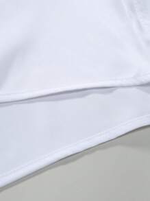 Manfinity Mode Camisa de manga larga de unicolor para hombre con puños bordados, para el otoño - Blanco - Ver 4