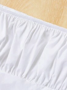 SHEIN Teen Girl Casual 2pcs/Set Bubble Sleeve Shirt & Floral Print Shorts