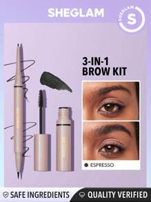 SHEGLAM So Abrowsing Brow Kit-Espresso 3 In 1 Waterproof Eyebrow Gel Pencil Pen Set Extra-Fine Natural Shaping Outlining Filling Eyebrow Makeup Brown Eyebrow - Espresso - View 1