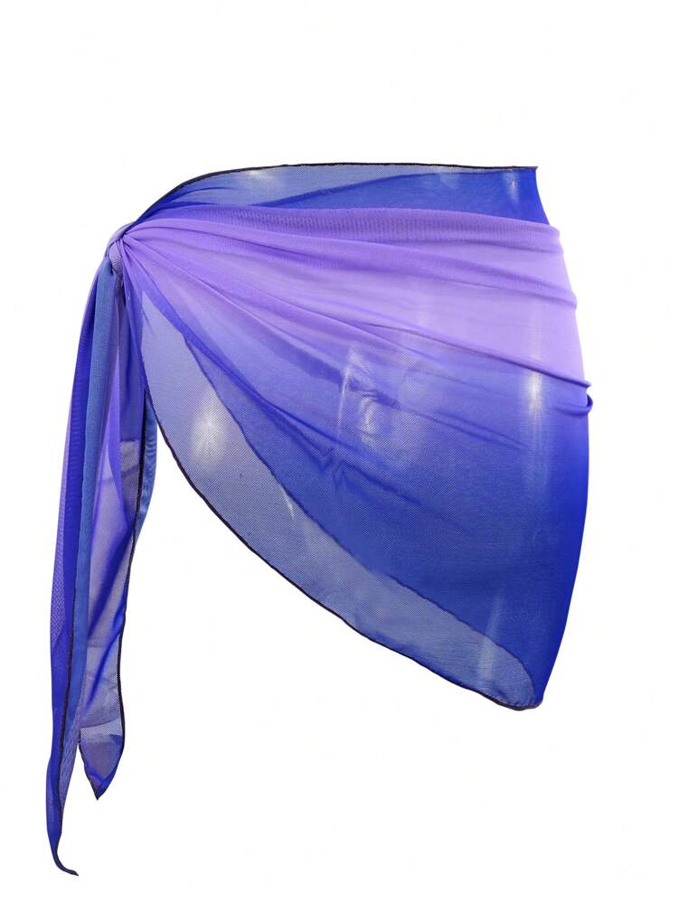 Women's Ombre Side Knot Ruched Cover-Up Skirt (Random Print)