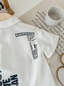 SHEIN Lässiges und stylisches T-Shirt mit lockerer Passform und Buchstabe Muster für Kleine Mädchen im Frühling/Sommer