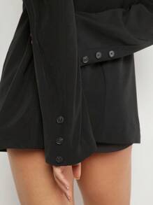 SHEIN Unity Women's Oversized Shoulder Pad Blazer - Black - View 4