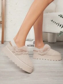SHUZIA 女士毛絨舒適室內拖鞋 - 米色 - 查看 7