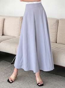 DAZY Solid Color High Waisted Culottes & Cropped Pants For Women - Blue - View 3