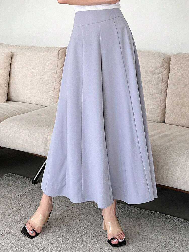 DAZY Solid Color High Waisted Culottes & Cropped Pants For Women - Blue - View 3