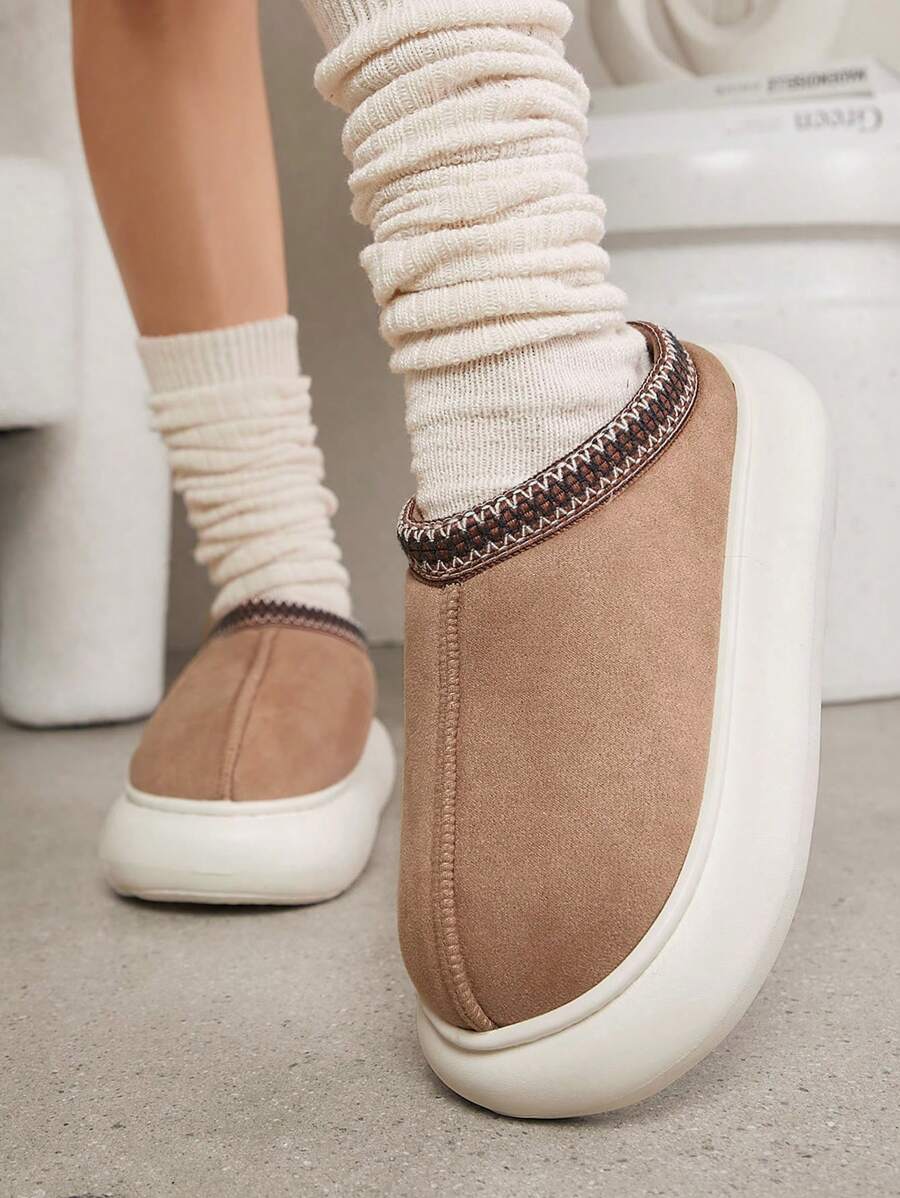 SHUZIA Quý cô Dày Đế Ấm áp Mùa Đông Giày đế bệt - Lạc đà - Xem 1