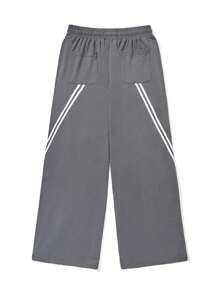 SHEIN EZwear CURVE Plus Size Loose Fit Colorblock Striped Drawstring Waist Sweatpants