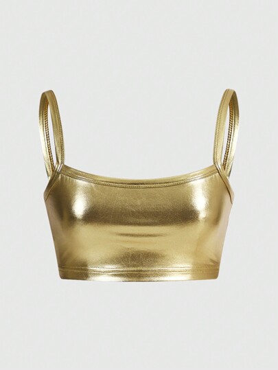 SHEIN ICON Woven Solid Color Slim Fit Camisole Top