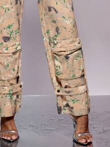 SHEIN BAE 女士水洗印花休閒貨物牛仔褲＆音樂節 - 彩色 - 查看 4