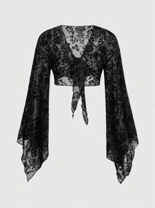 ROMWE Hippie In hoa Tie Trước Top Cây trồng - màu đen - Xem 2