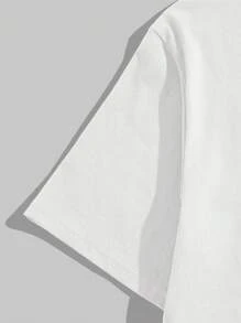 ROMWE MEN Street Life Men's Love Message Printed Round Neck T-Shirt - White - View 3