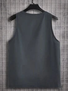 Manfinity Chillmode Áo ba lỗ dệt kim màu xám đậm cho nam - Màu xám đen - Xem 2