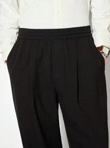 AKNOTIC Business Casual 男士簡單易護理直筒褲款，並附有口袋 - 黑色 - 查看 3