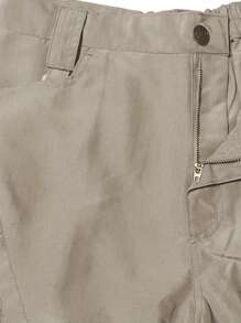 Men's Solid Color Straight Loose Casual Zip-Up Cargo Pants, Fall