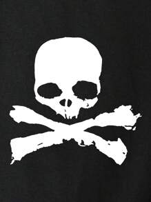 INAWLY 女士骷髅印花圆领短袖 T 恤 情绪化图案 T 恤 女式上衣 - 黑色 - 查看 4