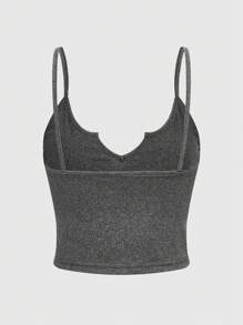 ROMWE Fairycore Áo hai dây Pha lê kim cương Tim Giải trí - Xám - Xem 2