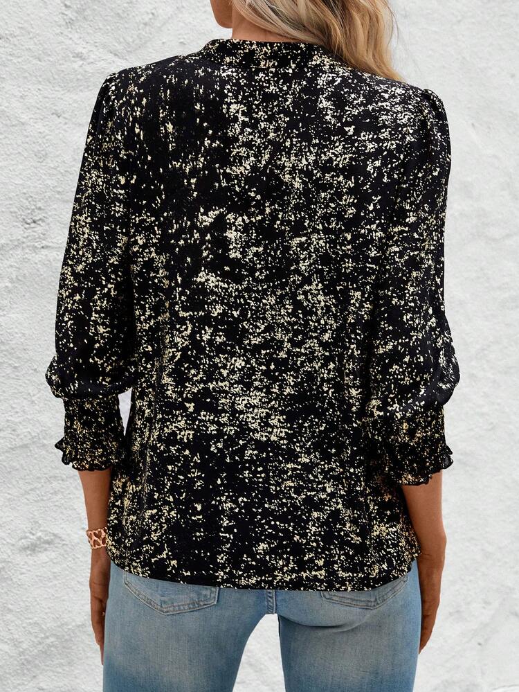Full Print Notch Collar Shirt