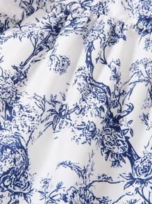 Baby Girl Floral Printed Ruffle Hem Dress - Multicolor - View 6