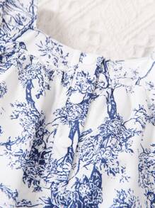 Baby Girl Floral Printed Ruffle Hem Dress - Multicolor - View 4