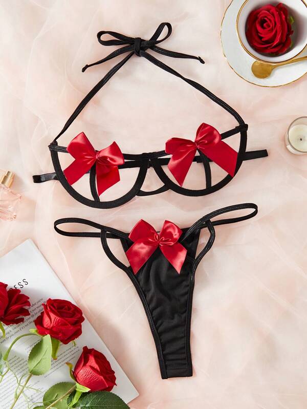 Classic Sexy Set de lenjerie sexy cu sârmă și tanga