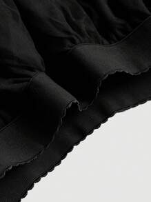 SHEIN MOD 大尺碼女士網紗高低不等裙 - 黑色 - 查看 3