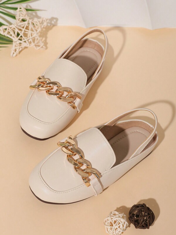 Girls Chain Buckle Flat Princess Shoes, Fashion & Versatile